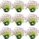 30 Bundles Artificial Flowers Outdoor UV Resistant Fake Flowers No Fade Faux Plastic Plants Garden Porch Window Box Decorating(White)