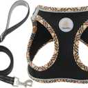 Hipubby Dog Harness Small Sized and Leash Set, No Pull Soft Mesh Puppy Vest, Reflective Breathable Lightweight Pet Harness, Harness for Small Medium Dogs and Cats - Black/Khaki Trim, XS (XS (Chest: 12.5"-14"))