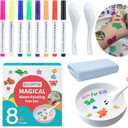 IRWPITW Magic Drawing Pen Bundle, 8 Colors Magical Water Painting Pens for Kids, Kiddies Create Magic Pen Floating Ink Drawings Set with Spoons and Towel, Tattoo Water Marker Gifts for Boys and Girls