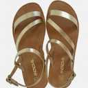 Soda Women's Gold Strappy Sandals - Size 7.5 - Casual Summer Flats