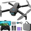 Foldable Mini Drone with Double HD Camera Dual Lens 2.4G WiFi FPV RC Quadcopter (White) Gesture Control with Carry Case
