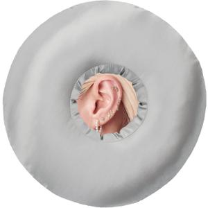 Satin Ear Piercing Pillow for Side Sleepers Silky Piercing Pillows with Ear Hole Support Head Ear Pain Sore Relief Pressure Sore Cushion Guard Silver Gray