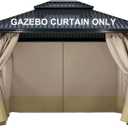 COWVIE 4-Panel 12' x 12' Gazebo Replacement Curtains, Patio Privacy Sidewalls with Double Zipper, Replacement for Outdoor Gazebo Canopy (Curtain Only)