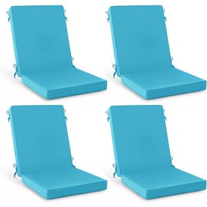 Summsun Patio Dining Chair Cushions with Non-Slip Bottom, Water Resistant Outdoor Seat Cushion with Ties, Removable Covers for Garden Lawn Patio Furniture, 44 x 20 Inch, Teal, Set of 4
