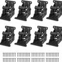 8 Pack Folding Brackets, Self-Lock Hinge with Screws for Folding Table Legs, Lock Extension Support Bracket Bed Legs, Black