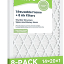 Future Way 14x20x1 Air Filters, 8-Pack with Reusable Frame, MERV 8, MPR 700 AC Furnace Filters, Space Saving & Cost-effective