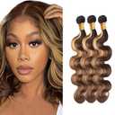 Ombre Human Hair Bundles Ombre Bundles Human Hair Brown and Honey Blonde P427 Body Wave Bundle Unprcessed Color 1BP427 Brown Bundle 150g 16 18 20 Inch