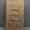 SocTone 3 Step Ladder, Folding Step Stool for Adults with Handle, Lightweight, Perfect for Kitchen& Household, 500lbs Capacity Sturdy Steel Ladder White