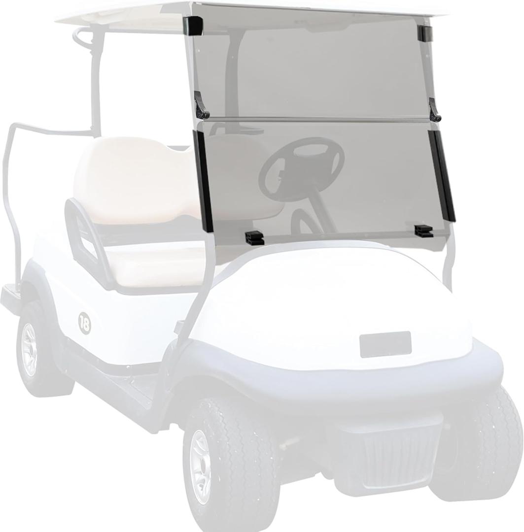 Ezgo Golf Cart Windshield Ezgo TXT Windshield Replacement for Front Fits 1995 to 2013 Ezgo TXT and Medalist Models Foldable Tinted UV Protection and Impact Resistant PC Shield