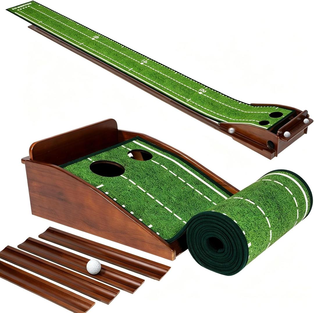 Dachenus Putting Green Indoor Mat Outdoor Golf Putting Mat with Automatic Ball Return - Ideal for Home, Office, and Outdoor Use, 1'5" x 1'1" (L x W)