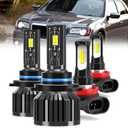 For 2011-2014 Chrysler 300 light Bulbs, 9012 High Low Beam H11 Fog Light Combo, 4PCS