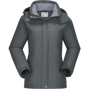 CAMEL CROWN Women's Ski Jacket Winter Snow Coat Warm Fleece Mountain Waterproof Female Jacket Snowboarding jackets (3X-Large, Grey)