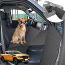 RUIANTE Dog Car Seat Cover for Front Seat Pets Travel Safety Seats Booster Seat Dogs Fronts Seats Cover with Car Door Side Panel & Hard Borad Universal for Cars Pickup Trucks (Black)