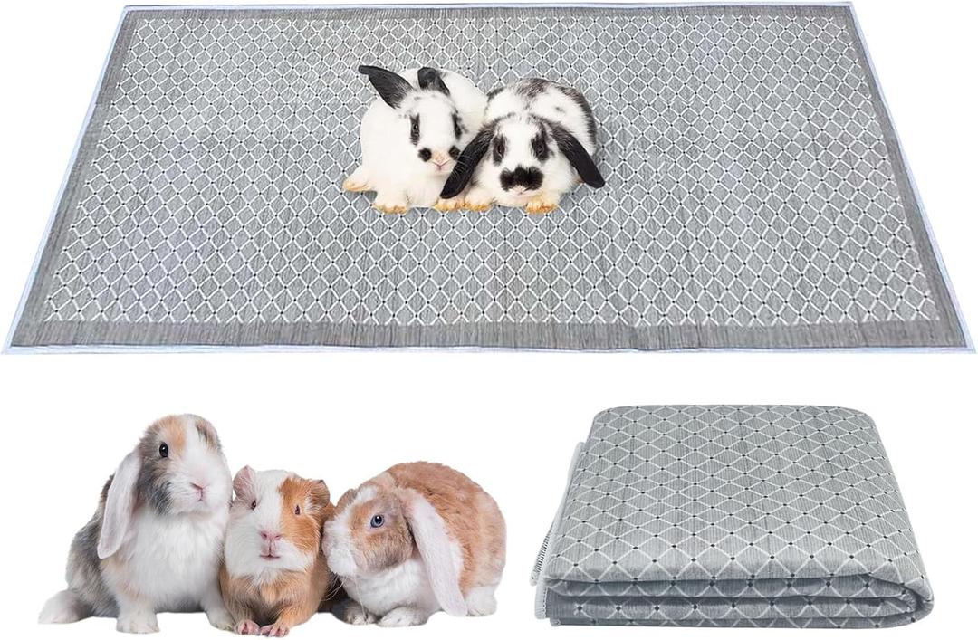 kathson Rabbit Cage Liners Washable 31"x78" Reusable Guinea Pig Cage Liner Soft Bunny Floor Mat Non-Slip Rabbit Rug Super Absorbent Bunny Carpet for Hamsters Ferrets All Small Animals