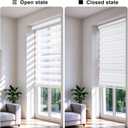 Cordless Zebra Blinds for Windows, Modern Dual Layer Zebra Blinds with Light Filtering & Privacy Control,Easy Install Zebra Blinds for Indoor Windows,（49" W×72" H,White）