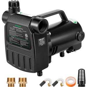 VIVOSUN 1HP Water Transfer Pump, 2700GPH Cast Iron Casing Water Transfer Utility Pump with ON/OFF Switch, Hose Adapters, Brass Connectors and Suction Strainer for Pools, Ponds, Aquariums, Black