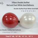 Mythlty185pcs Red and White Balloon Arch Kit with Bows in Different Sizes 5 10 12 18 in, Double Stuffed Red and Pearl White Balloons for Birthday Wedding Bridal Shower Engagement Parties Decoration