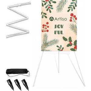 Display Easel Stand for Sign, Lightweight Tripod with Bag, Portable Adjustable Artist Easels for Outdoor Painting Posters/Canvas/Wedding, 1PC White