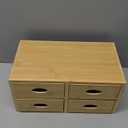 ZOOFOX Bamboo Desk Organizer, 100% Natural Bamboo Tabletop Storage Box with 4 Drawers, Night Stand Table Organizer, Wooden Desktop Drawer Organizer for Makeup Vanity Office Supplies