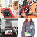 SEYMAC stock Case for Samsung Galaxy Tab A11+ Plus/A9+ Plus 11'', Full-Body Drop Protection Case with Screen Protector Pencil Holder [360° Rotating Hand Strap] &Stand, Red+Black
