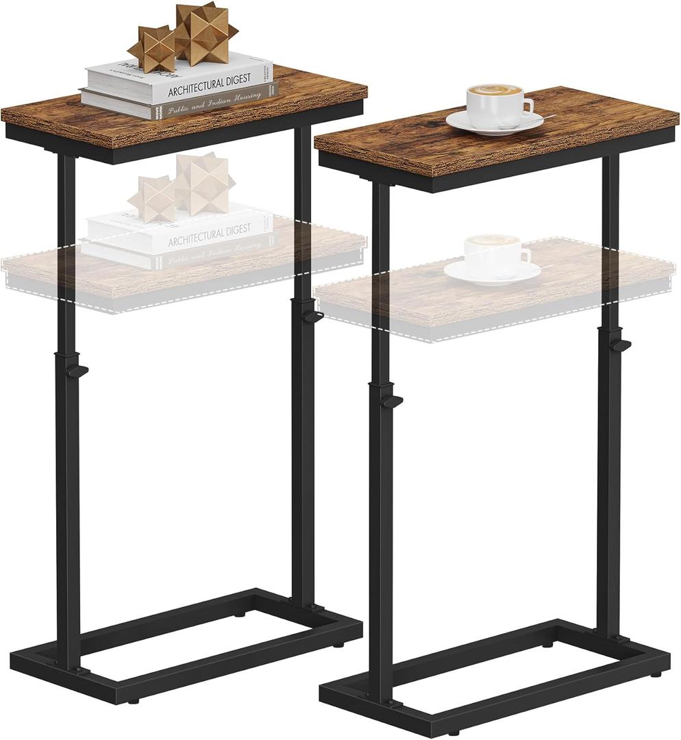 TUTOTAK End Table, Side Table, Tall Couch Table, Sofa Table, Living Room, Bed Room, Brown TB01BB0832