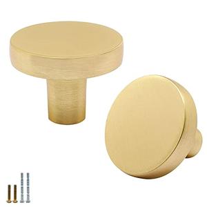SWZHAI 12 Pcs Brushed Brass Cabinet Knobs, Gold Drawer Knobs Round Knob for Dresser Drawers, Single Hole Cabinet Door Knob Dresser Drawer Pulls Handles