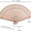 50 Sets Wooden Hand Fan Wood Handheld Folding Fans with Organza Bags and Thank You Tag and Tassels Wedding Party Favors