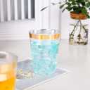 I00000 200 Pack Gold Plastic Cups, 10 oz Clear Plastic Cups Gold Rimmed Disposable Wine Glasses Fancy Disposable Party Cups Wedding Cup Drinking Tumblers Cocktail Glasses with Gold Rim