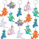Junkin 30 Pcs Dragon Key Ring Keychain Dragon Party Favors PVC Keychains for Women Men Birthday Party Car Handbag Gift