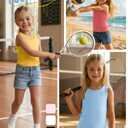 YooAurvox 3 Pack Girls Tank Tops Sleeveless Shirt Crew Neck Lettuce Trim Undershirt Summer Casual Basic Tops for Kids 5-14(13-14 Years,Light Blue, Sunset Red, Yellow)