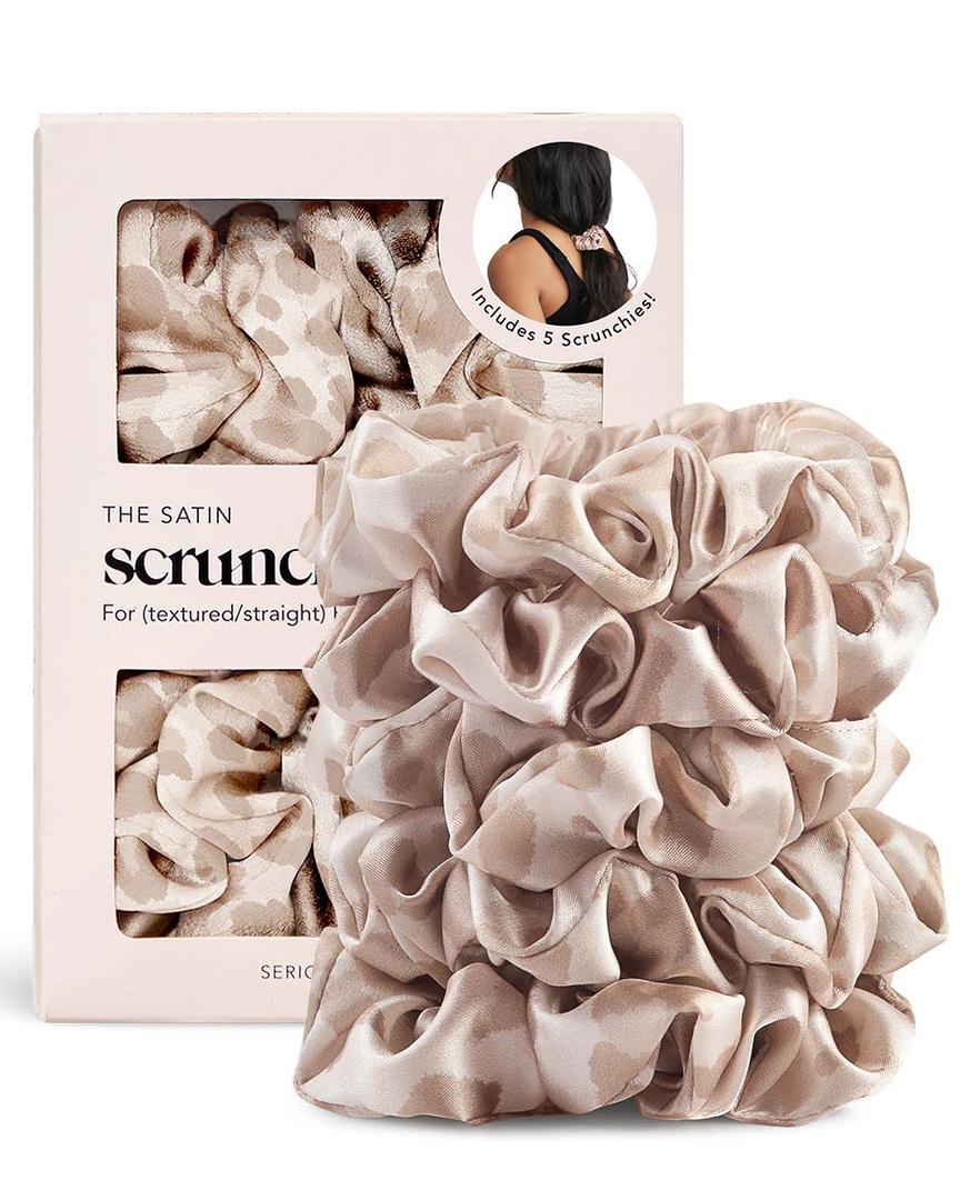 Kitsch Leopard Prints Satin Scrunchies for Women - No Crease Hair Ties for Girls, Scrunchies For All Hair Types and Textures, Perfect for Day or Night - 5 Pcs (5 Count (Pack of 1))