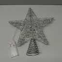 Christmas Tree Topper 10-inch Silver Shimmering Star Tree Topper with 20 LED Lights Festive Decor Christmas Tree Topper Star