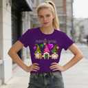 Mardi Gr Gnome Shirt for Women Fat Tuesday Tee Tops New Orleans Party Short Sleeve (Purple, S)