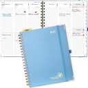POPRUN 2026 Planner Daily Weekly and Monthly Calendar with Hourly Schedule, Monthly Tabs(Large Size 10'' x 8'' Wire-Bound Hard Cover) - Agenda 2026 (Jan.2026-Dec.2026) - Haze Blue