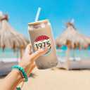 50th Birthday Gifts for Women - 1975 50th Birthday Decorations Gifts for Her Him Men 50 Year Old Bday Gift for Women Mom Wife Turning 50 Gift Glass Cup with Straw