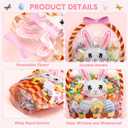 Fuutreo 50 Pcs Easter Gift Bags Clear Bunny Sealing Pouches with Handles Resealable Happy Easter Plastic Favor Bags for Spring Holiday Party Candy Gift Wrapping Supplies Decoration
