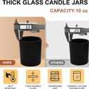 SHOWIN 10 OZ Thick Candle Jars for Making Candles 15 Pcs, Empty Jars with Wood Lids for Candle Making, Sample Container, Matte Black