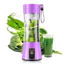 Portable Blender for Smoothies and Shakes - Cordless Personal Blender with 380Ml BPA Free Travel Cup, 6 Stainless Steel Blades for Powerful Blending, Suit for Sports/ Travel/ Home, Purple