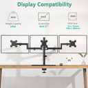 WALI Triple Monitor Mount, 3 Monitor Desk Mount for 13-27 inch Computer Screens, Holds up to 22 lbs, Triple Monitors Stand for Desk, with Tilt, Swivel, Rotation, VESA 75/100mm (M003S), Black
