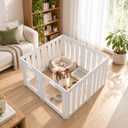 Clear Acrylic Dog Playpen Indoor for Small Dogs, 23.6" 8 Panels White Puppy Playpen, DIY Transparent Pet Playpen, Dog Play Pen Indoors with Suction Cups, Easy Clean & Tool-Free Setup