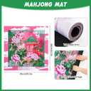 Dunzy 33'' x 33'' Mahjong Mat with Carrying Bag Non Slip Noise Reduction Gaming Mat Rubber Mahjong Table Cover Accessories Gifts for Poker Board Games Dominoes(Pink and Green,Garden)