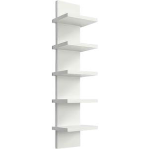 5 Tier Wall Shelf Unit - Narrow Smooth Laminate Finish - Vertical Column Wall Decor Mount Floating Storage Home Decor Organizer Tall Tower Utility Shelf for Bedrooms, Living Rooms(White)