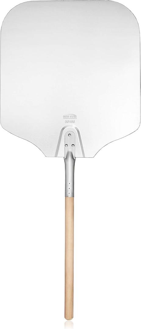 New Star Foodservice 50196 Aluminum Pizza Peel, Wooden Handle, 16 x 18 inch Blade, 36 inch overall (16" x 18" x 36")