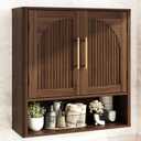 RUSTOWN Fluted Bathroom Wall Cabinet with Arched Doors & Rounded Edges | Over The Toilet Storage Cabinet with Adjustable Shelf, Mid Century Modern Medicine Cabinets, Laundry & Kitchen Shelving Unit