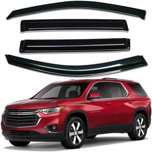 Lightronic Extra Durable Outside-Mount Auto Vent Window Visor, Fits 2018-2023 Chevrolet Traverse, UV Protection Rain Guard, Original Wind Deflector, No-Drill Easy Install, Dark Smoke, 4-Pcs