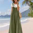 YESNO Casual Wide Leg Jumpsuits for Women Boho Floral Pleated Overalls Rompers Summer Outfits with Pockets 2XL P0D Solid Army Green (XXL)