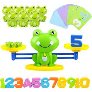 lonfypeng Frog Balance Counting Toys, Cool Math Learning Games for Boys and Girls, Educational Number Preschool Toy, Fun Children's Gift STEM Math Games for Kids Age 3+ (63 PCS)