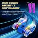 360Rotating Remote Control Car, 4WD RC Cars with Cool Spray, 2.4Ghz Double Sided RC Stunt Truck for 6-13 Year Old Boy Toys Birthday Gift (Blue)