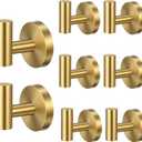 8 Pcs Gold Wall Hooks, 2.4X2Inch Bathroom Towel Hooks Gold Coat Hook Heavy Duty Towel Hangers Brushed Towels Steel Wall Hook for Bathroom Kitchen Closet Hanging Bag Hat Mudroom Bedroom