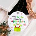 5 x Inspirational Christmas Hanging Ornaments 2025, for Coworkers Christmas,Happy Holidays We Appreciate You Ceramic Hanging Ornament with Golden Ribbon for Xmas Tree Decor